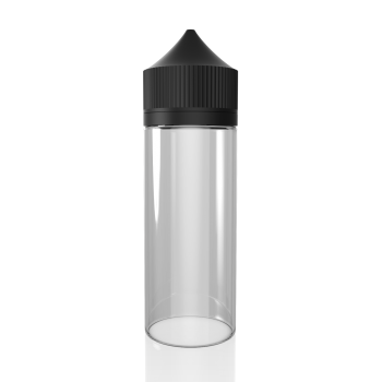 Dee Govind - 120ML PET Unicorn Bottle with CRC & Tamper Evident Seal (Clear Black with Solid Black Cap) 1 Dee Govind - 120ML PET Unicorn Bottle with CRC & Tamper Evident Seal (Clear Black with Solid Black Cap) 1